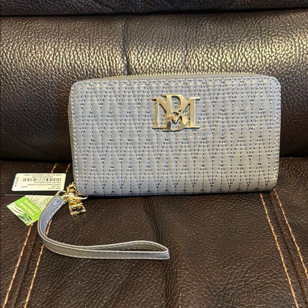 Gray Quilted Wristlet Wallet